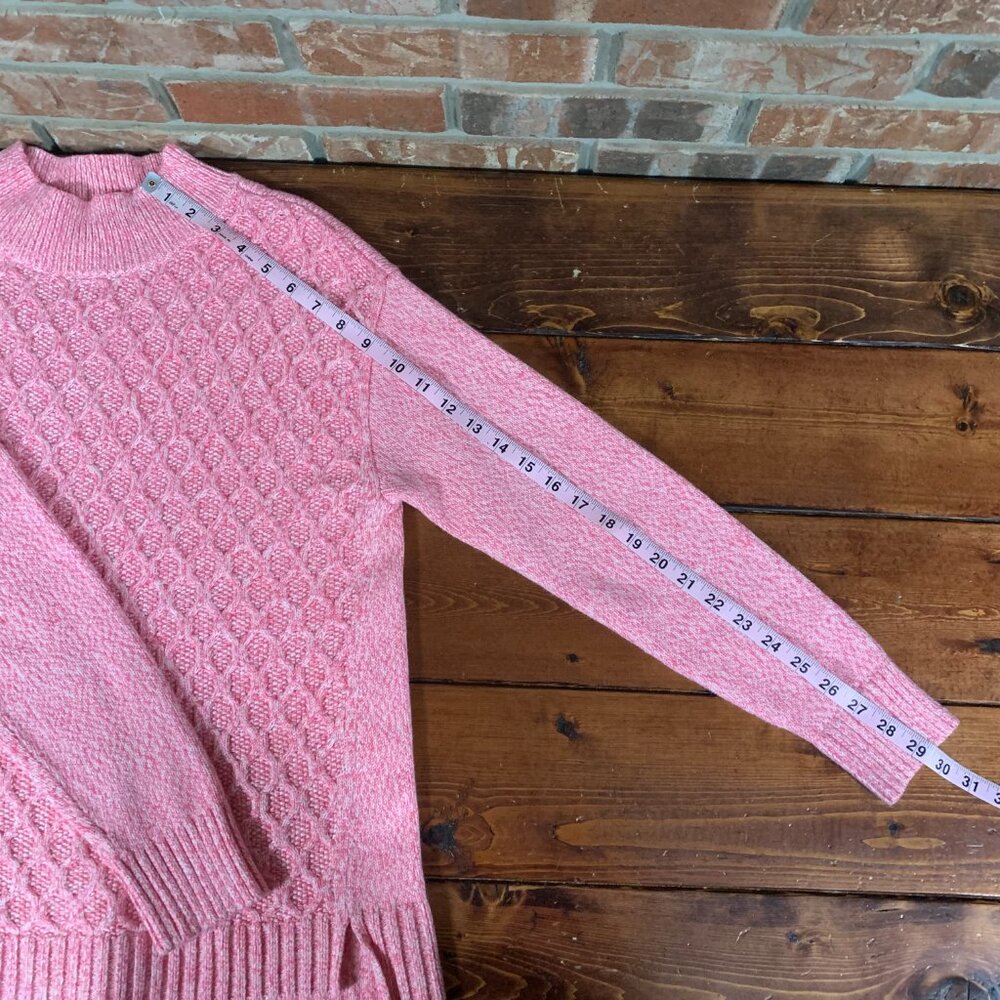 Talbots Honeycomb Cable Knit Women's Medium Pink Mock Neck Pullover Sweater EUC - Picture 12 of 15